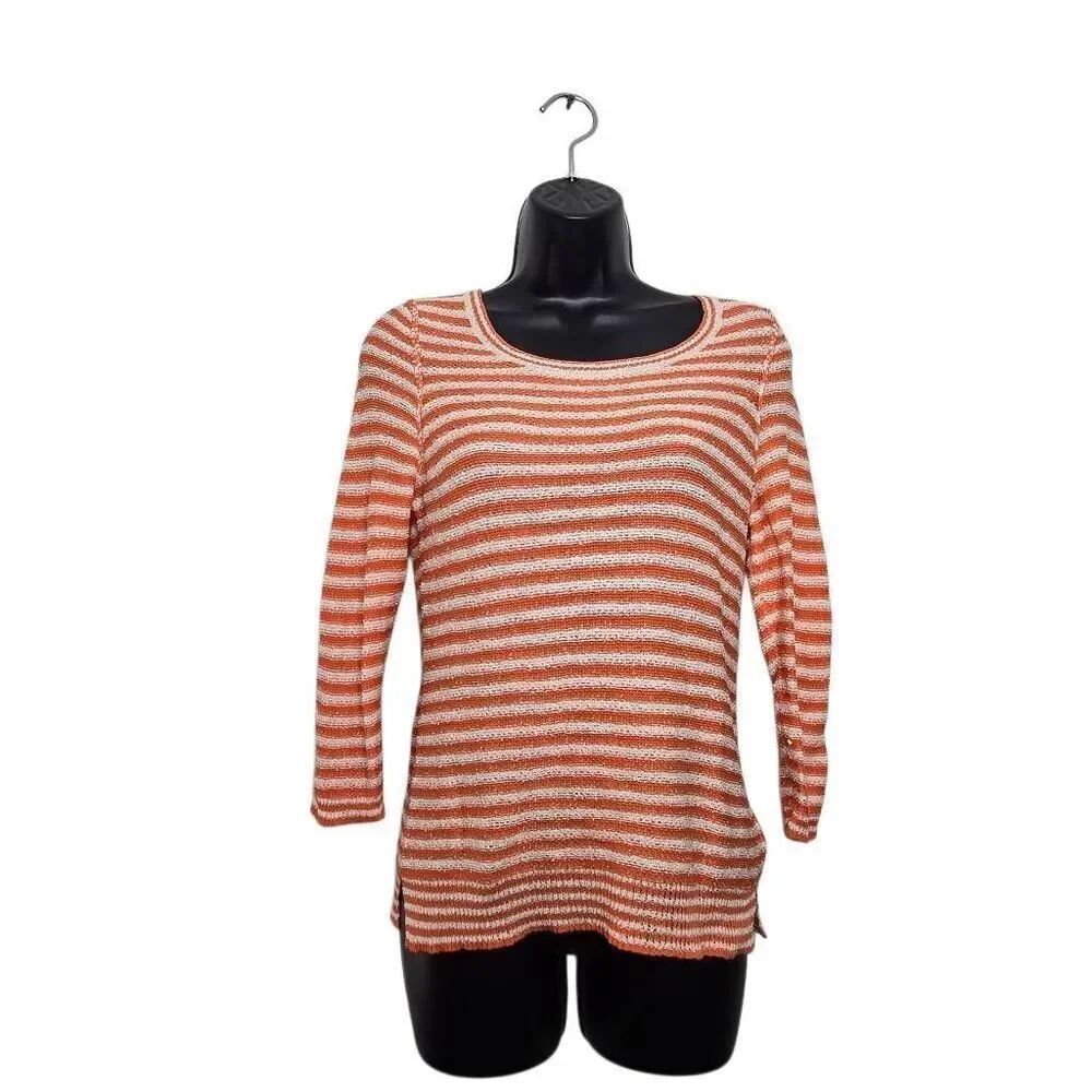 Anthropologie HWR Monogram Stripe Top Size Medium Striped Knit Shirt